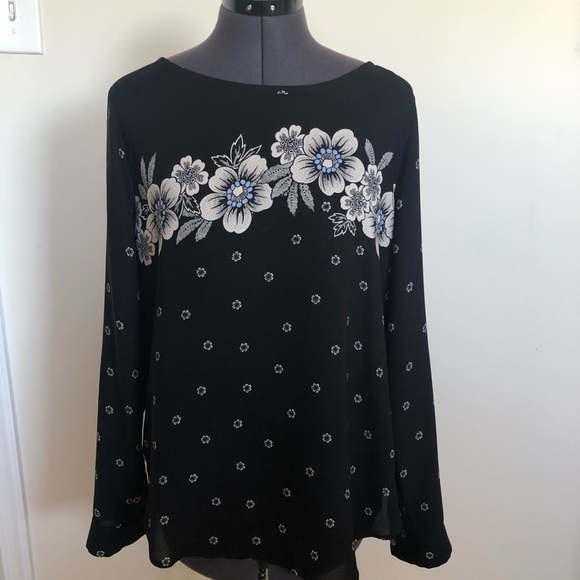 LOFT Tops - LOFT Floral Long sleeve blouse, Medium